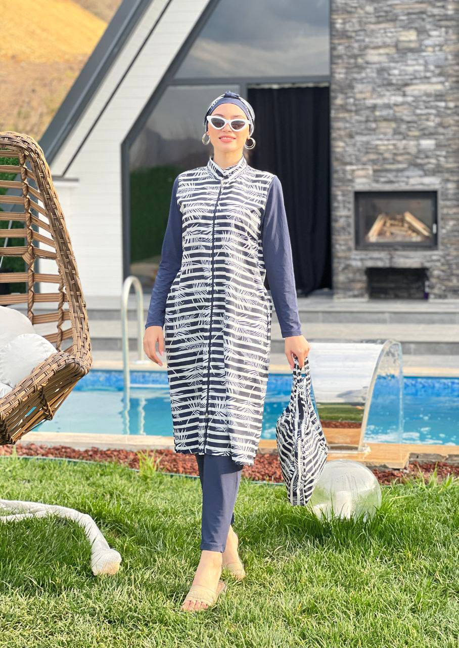 Muslim swimsuit full coverage- 4 pieces/ طقم سباحة للمحجبات من ٤ قطع