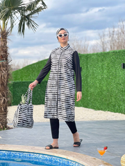 Muslim swimsuit full coverage- 4 pieces/ طقم سباحة للمحجبات من ٤ قطع