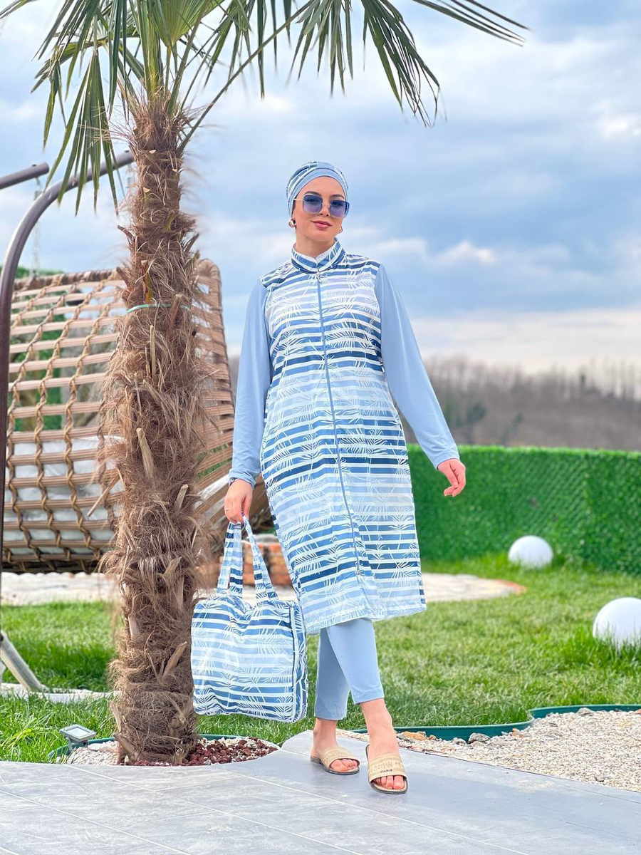 Muslim swimsuit full coverage- 4 pieces/ طقم سباحة للمحجبات من ٤ قطع