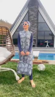 Muslim swimsuit full coverage- 4 pieces/ طقم سباحة للمحجبات من ٤ قطع